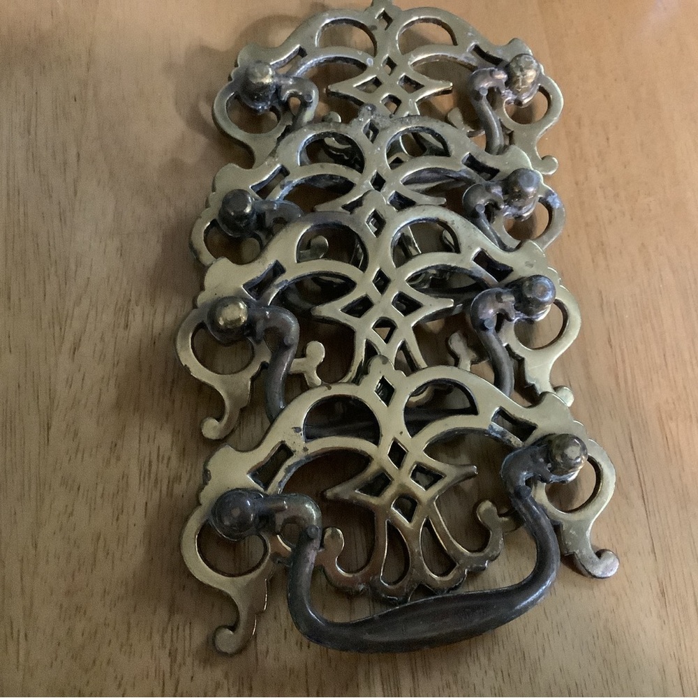 Brass Tone Ornate Wall Hook Panel - Gold Finish